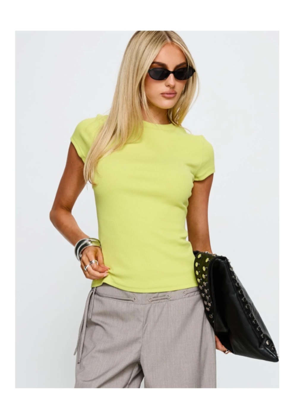 PRINCESS POLLY Baseline Longline Rib Top Green Size 2 NWT